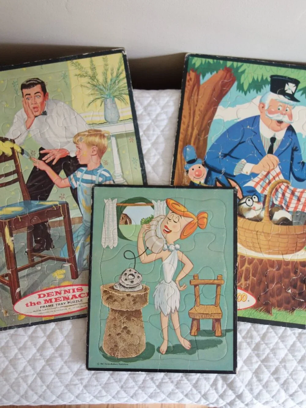 Vntg 1960’s Whitman Puzzles Hanna-Barbera Flintstones, Captain Kangaroo, Dennis